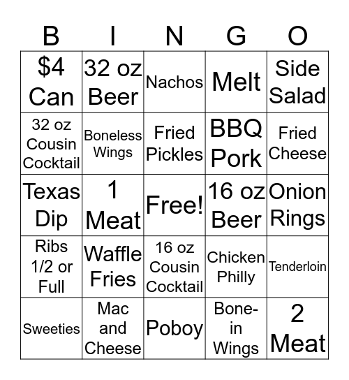 JETHRO'S BINGO  Bingo Card