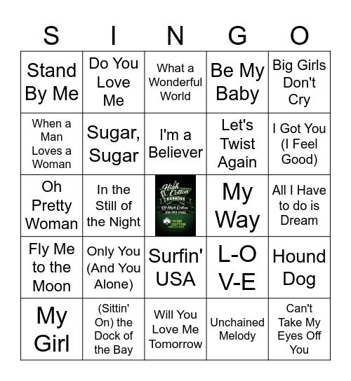 Golden Oldies Bingo Card