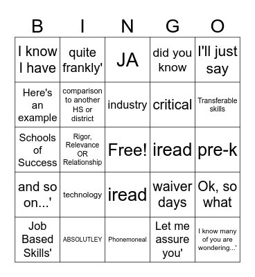 FWCS Engagement Activity Bingo Card