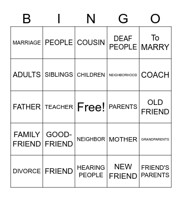 Unit 5: People and Relationships Bingo Card