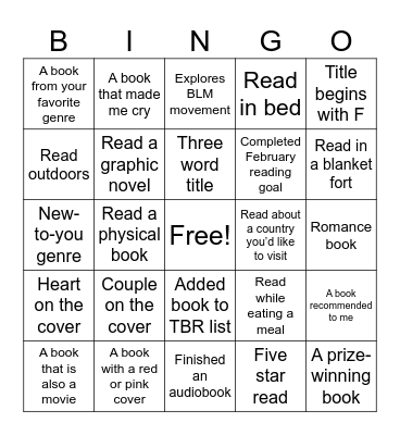 February Fun Bingo Card
