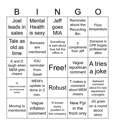 February BINGO Card