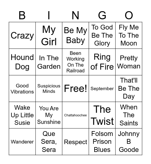 Music Bingo Card