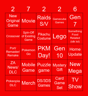 Pokemon Day Bingo Card