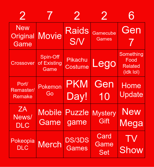 Pokemon Day Bingo Card
