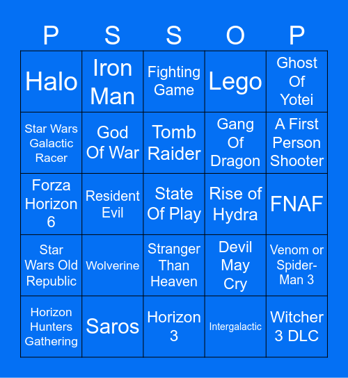 Sate Of Play Bingo Card