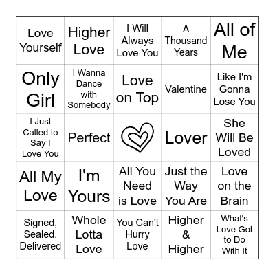 Valentine's Music Bingo Card