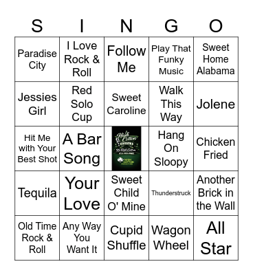 Bar Songs Bingo Card