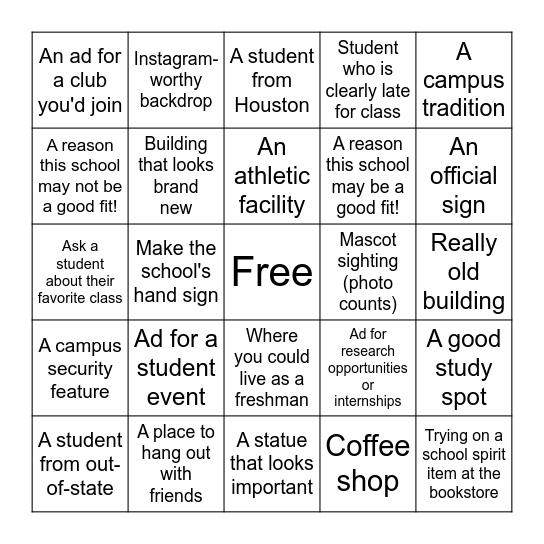 Day 1 Bingo Card