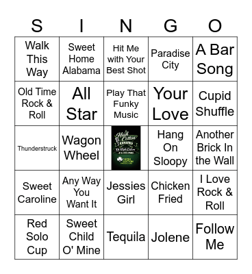 Bar Songs Bingo Card