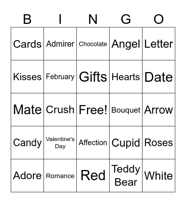 Valentines Bingo Card