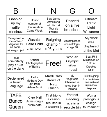 We are the Champions! Bingo Card