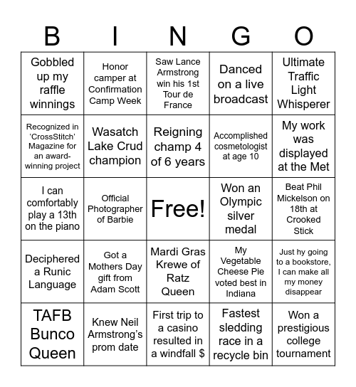 We are the Champions! Bingo Card