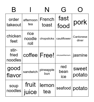 Cantonese 3-6 Bingo Card