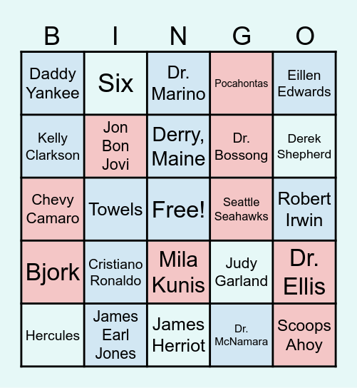 Hill's Bingo Night - Pop Culture Bingo Card
