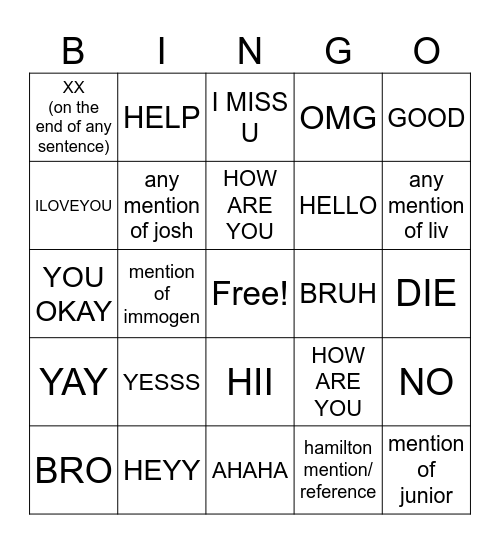 jasmine bingo. Bingo Card