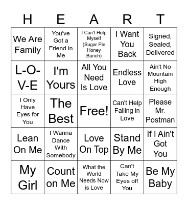 Valentine's Day Music Bingo! Bingo Card