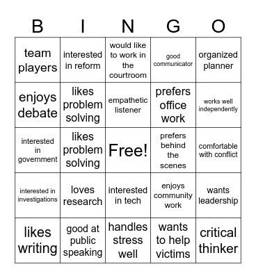 BUILD YOUR CAREER Bingo Card