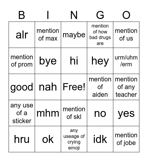 freddie bingo Card