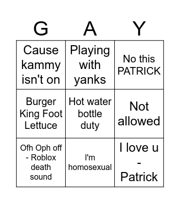 Vicko's Excuses Bingo Card