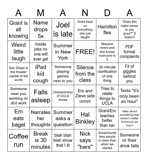 Zieve the All-powerful Bingo Card