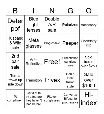 Optical Bingo Card
