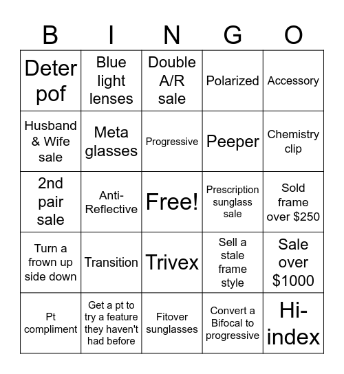 Optical Bingo Card