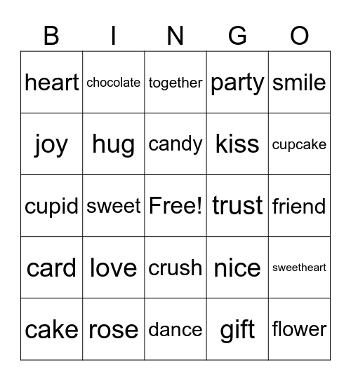 Valentine bingo Card