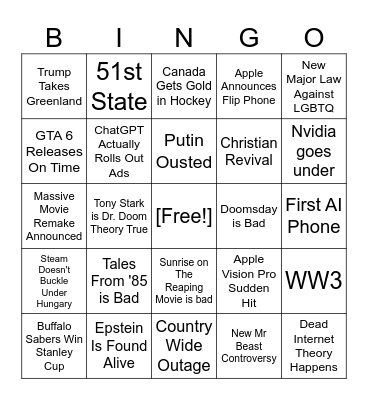2026 Bingo (starting in february) Bingo Card
