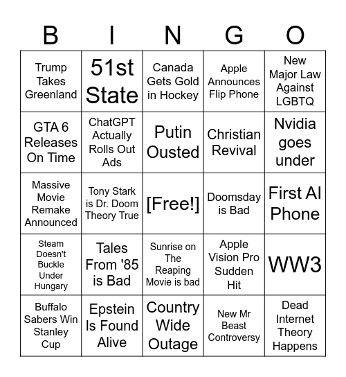 2026 Bingo (starting in february) Bingo Card