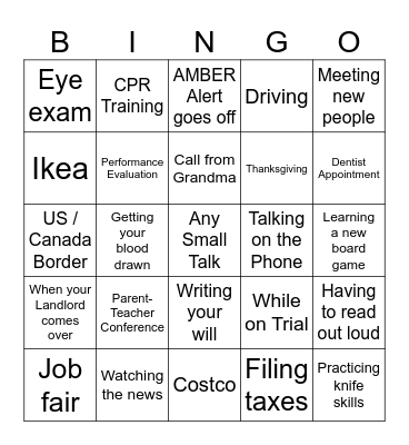 Bad Times to be High Bingo Card