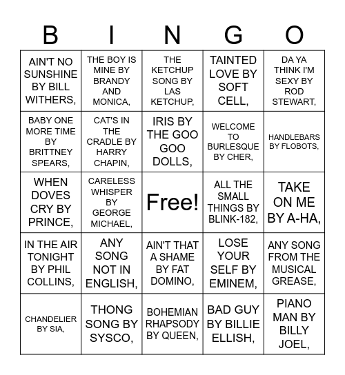 KARAOK BINGO Card