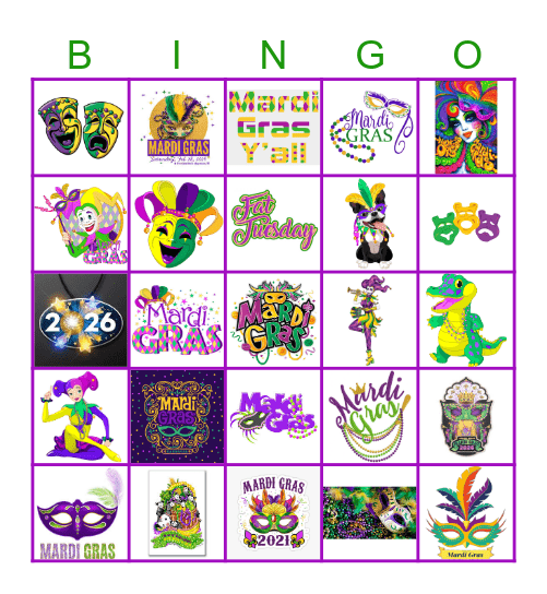 Mardi Gras Bingo Card
