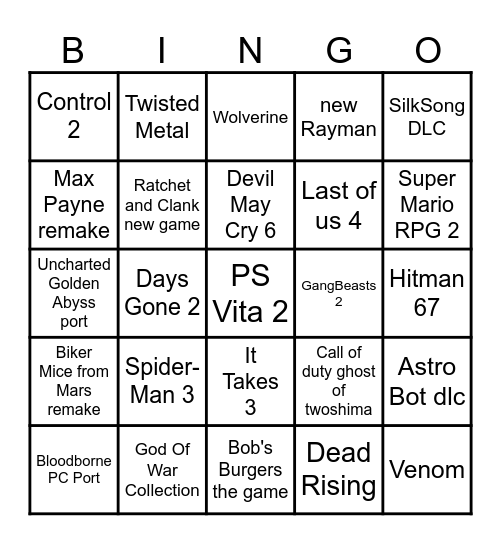 State of Play February 2026 Bingo Card