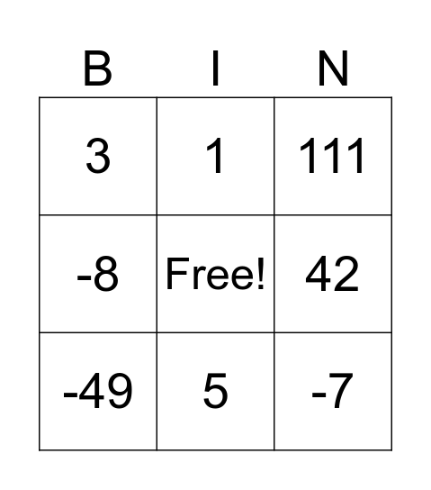 Számok/5. osztály Bingo Card