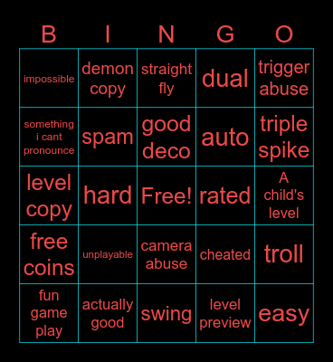 Recent tab bingo Card