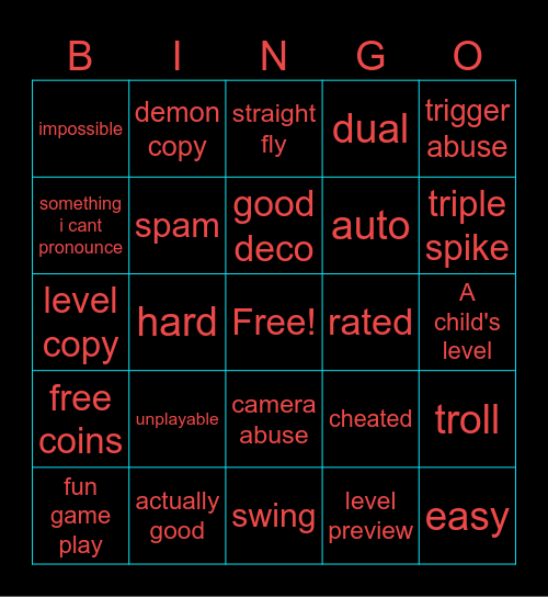 Recent tab bingo Card