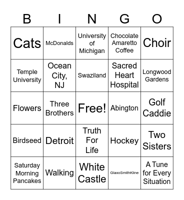 Bob & Karen's Birthday Bingo Card