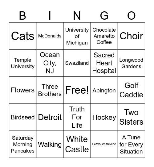 Bob & Karen's Birthday Bingo Card
