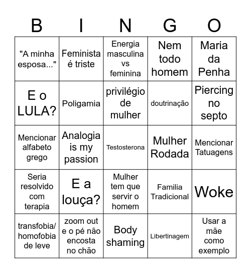 Redpill Bingo Card
