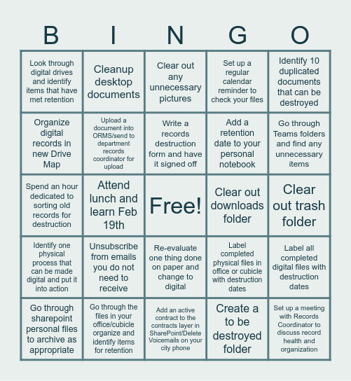 Rainy Day Records Refresh Bingo Card