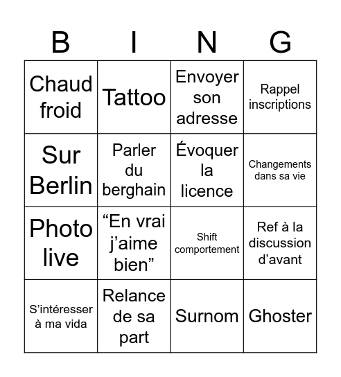 Bingo du hipster Bingo Card