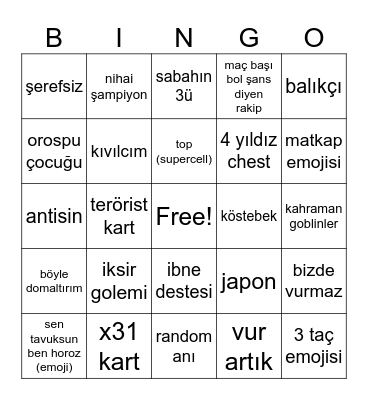 hypnos yeni video bingosu Bingo Card
