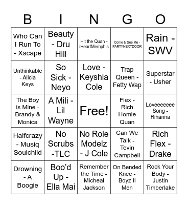 DST Musical Bingo Card