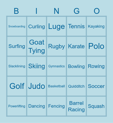 Girl Guides Sports Bingo Card
