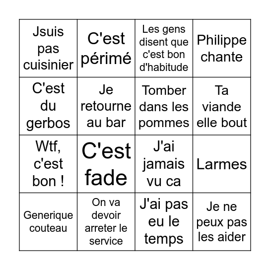 Cauchemar avec Philippe Bingo Card