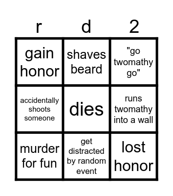 perri plays rdr2 Bingo Card