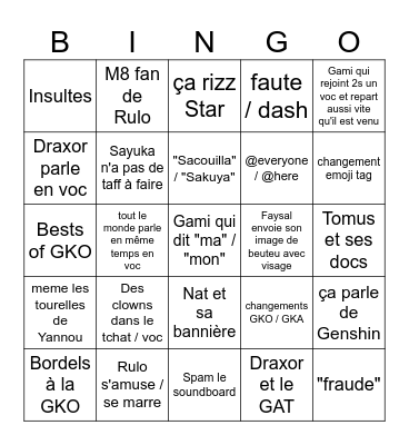 Bingo GKO Bingo Card