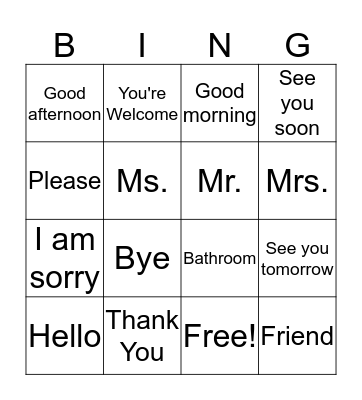 Spanish Greetings  Bingo Card