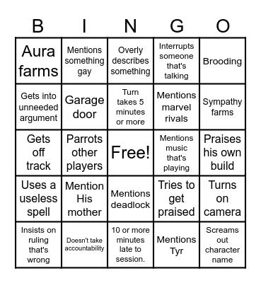 Sirmong Bingo Card